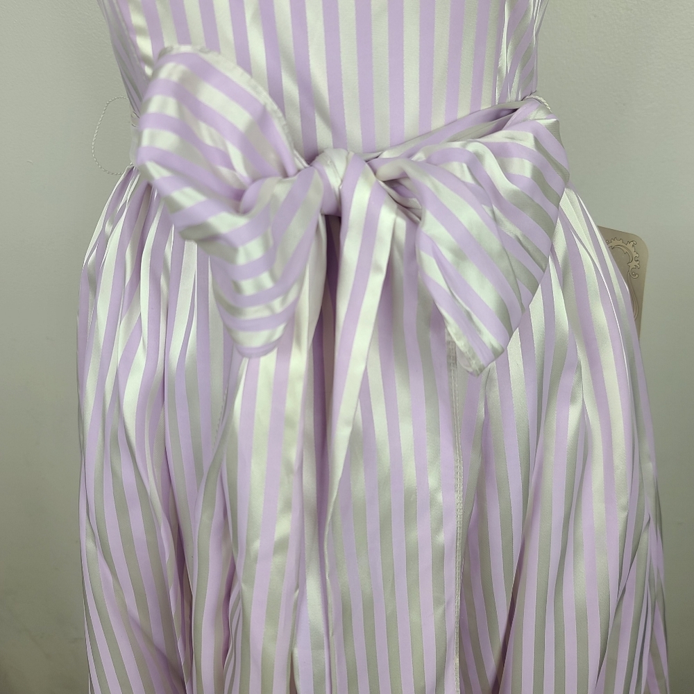 Vintage Gunne Sax Lavender Purple Striped Sweethart Neckline Midi Party Dress 7 - Picture 12 of 16